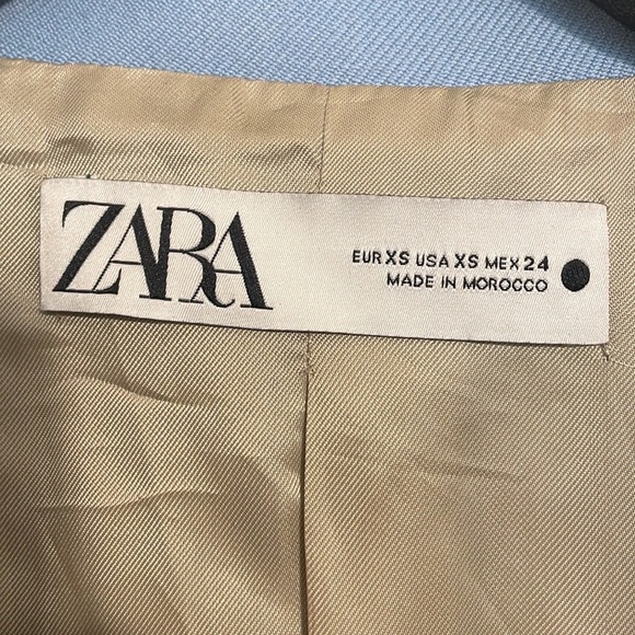 Zara blue long coat XS NWOT - Picture 5 of 10